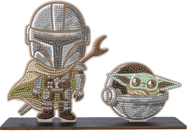 Diamond Painting Crystal Art XL Buddy Mandalorian & Grogu in Grau als stehende Figur aus Holz mit Höhe: 25,5 cm und Breite: 20,0 cm - Bild 1