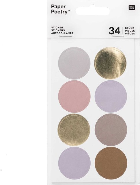 Rico Design Paper Poetry Sticker Punkte und Streifen in Mauve, 4 Blatt - Bild 1