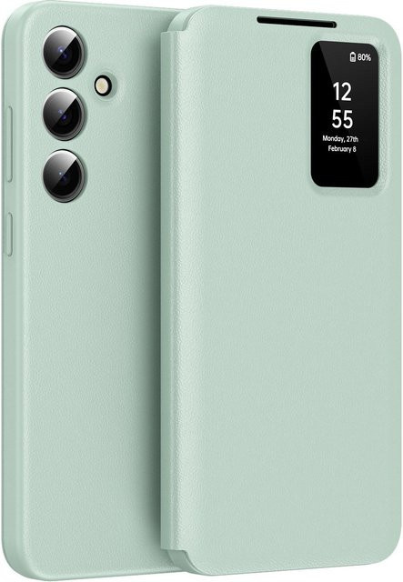 APP S-View Flip Smart Display Schutzhülle aus Leder mit Kartenfach für Samsung Galaxy S24+ in Grün - Bild 1