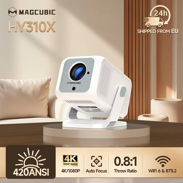 Magcubic HY310X Tragbarer Projektor in Weiß mit 4K UHD Unterstützung, 420 ANSI, WiFi 6 und Autofokus, Android 11 für Home und Outdoor Cinema - Bild 1