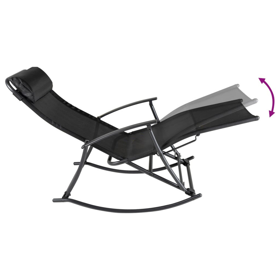 vidaXL Garten-Schaukelstuhl aus Stahl und Textilene in Schwarz mit Armlehnen - Bild 2