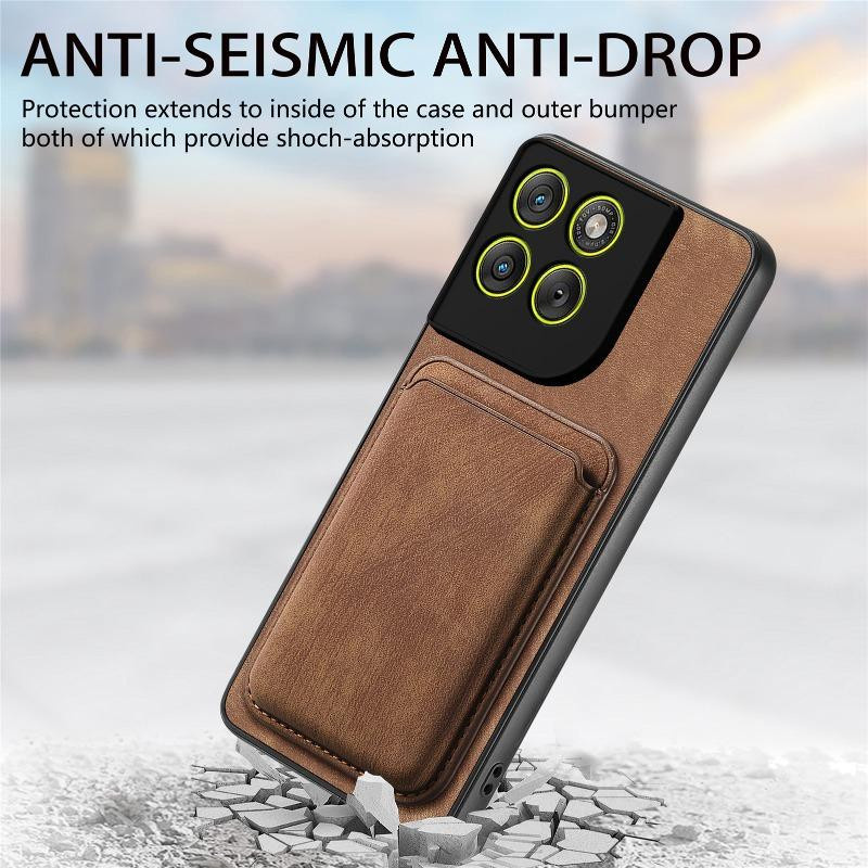 Magnetische Lederhülle für Motorola Edge 70 in Braun mit Kartensteckplatz und Geldbörsenfunktion - Bild 2