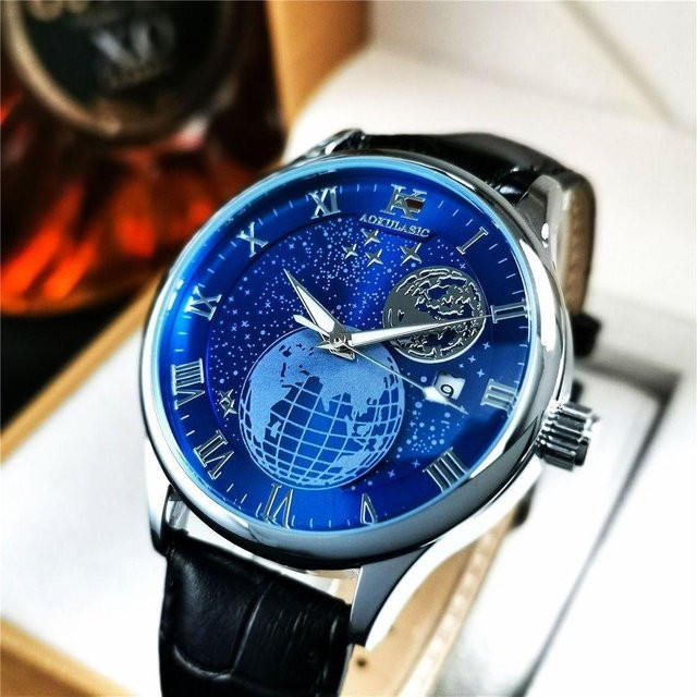 AOKULASIC Armbanduhr Automatik, Schwarz, Leder, Herren - Bild 1