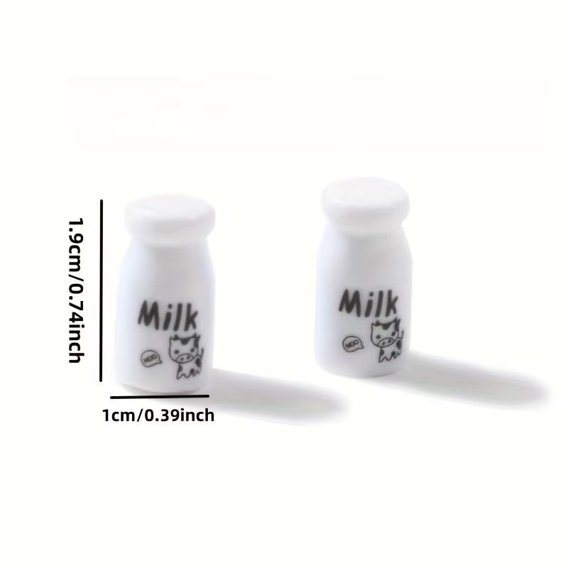 10 Mini-Milchflaschen-Harzornamente in Weiß als 3D-DIY-Bastelzubehör für Handyhüllen, Schmuck und Scrapbooking - Bild 2