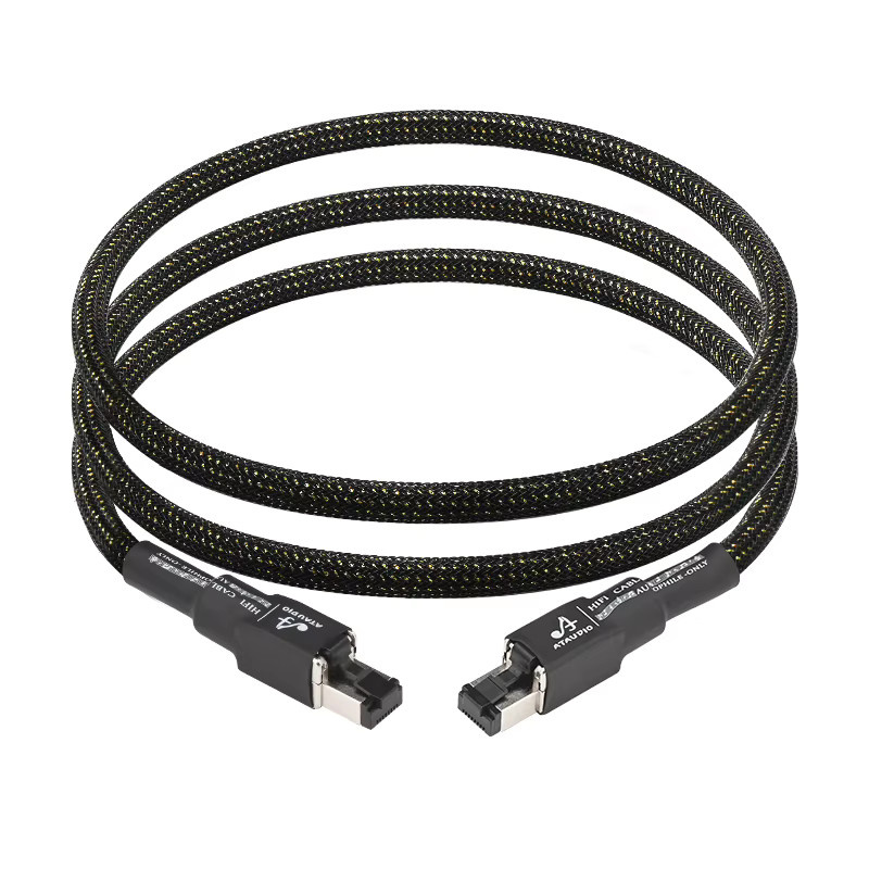 ATAUDIO HiFi Cat 8 Netzwerkkabel OCC vergoldet, High Speed 40 Gbit/s 2000 MHz Ethernet LAN-Kabel in Schwarz und Gold - Bild 3