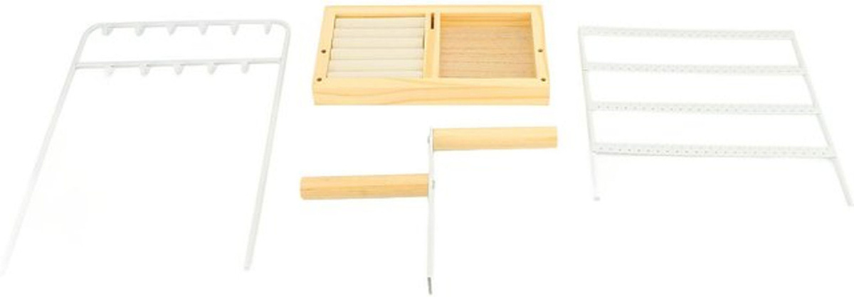 Neoglint Schmuckständer mit großer Kapazität aus Holz und Metall in Braun und Weiß mit 4 Ebenen für Ohrringe, Clips und Ketten - Bild 1