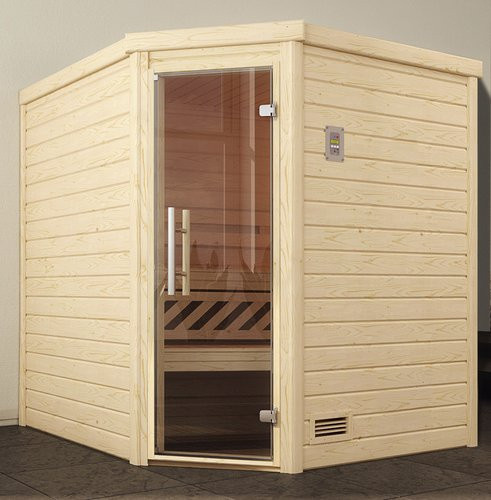 Weka Ecksauna Turku 2 in Beige mit Glastür ohne Ofen B/H/T: 195 x 205 x 195 cm - Bild 3