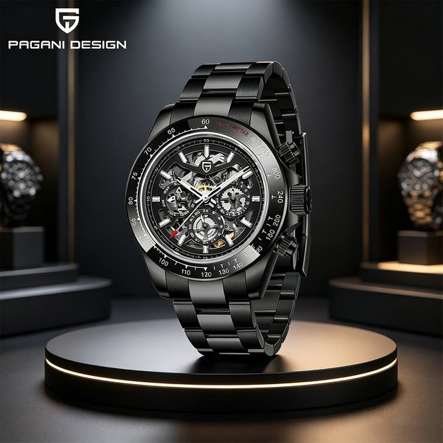 PAGANI DESIGN Armbanduhr Automatik, Edelstahl, Schwarz, Herren - Bild 1