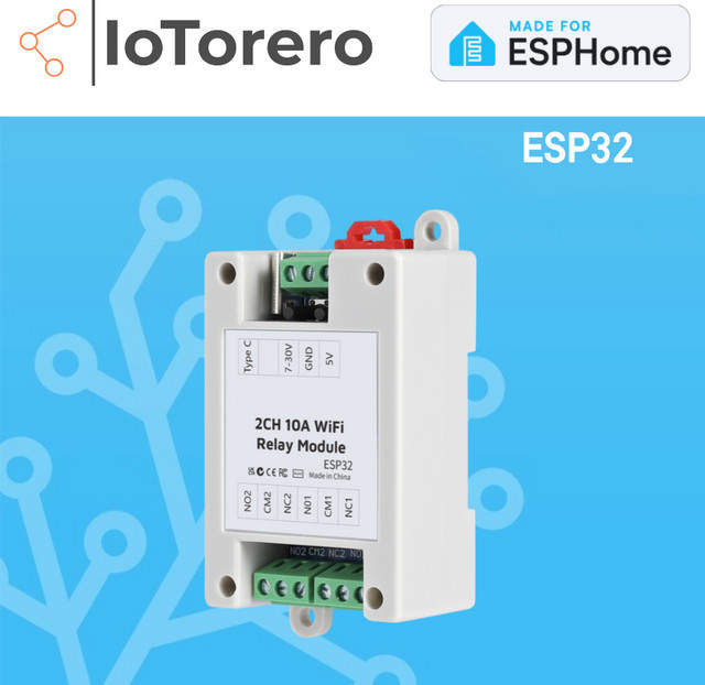 IoTorero 2-Kanal-Relaismodul für ESPHome mit Inching und Self Lock, kompatibel mit Home Assistant - Bild 1