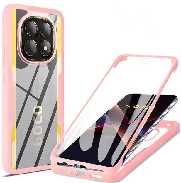 Xiaomi 360 Grad Vollschutz Bumper Hülle mit Displayschutz für Poco X7 X6 Pro X5 X4 GT X3 NFC F7 F6 F5 F3 M5 M6 Pro in Grau - Bild 1