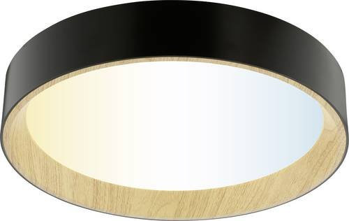 Brilliant G81090/76 LED Deckenleuchte in Schwarz mit heller Holzoptik, dimmbar mit Fernbedienung, Durchmesser: 39 cm - Bild 1