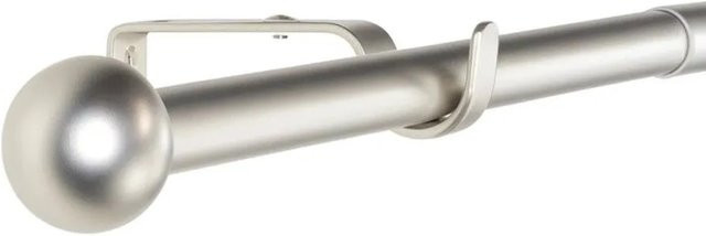 Deco-Raum Gardinenstangen Set Ausziehbar 1-Lauf Kugel Flexa in Edelstahl-optik, Farbe: Silber, Durchmesser: 16/19 mm, Breite: 120-210 cm - Bild 1