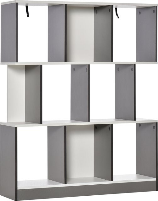 HOMCOM Bücherregal Standregal in Grau und Weiß, modernes Büroregal und Aktenregal für Wohnzimmer oder Arbeitszimmer, B/T/H: 100 x 24 x 124 cm - Bild 1