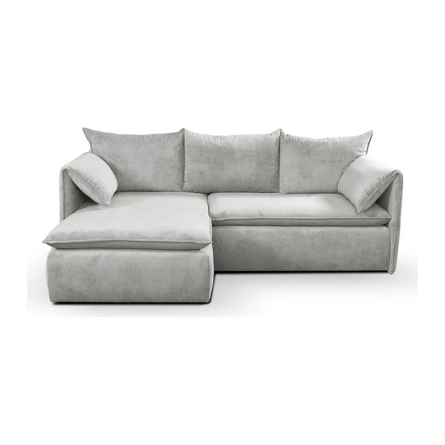 Vente-unique Schlafsofa Teodora in Lichtgrau mit Cord-Bezug und L-Form - Bild 2