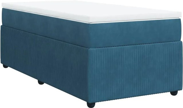 vidaXL Boxspringbett Hybrid mit Matratze Dunkelblau Samt B/T/H: 80 x 200 cm - Bild 1