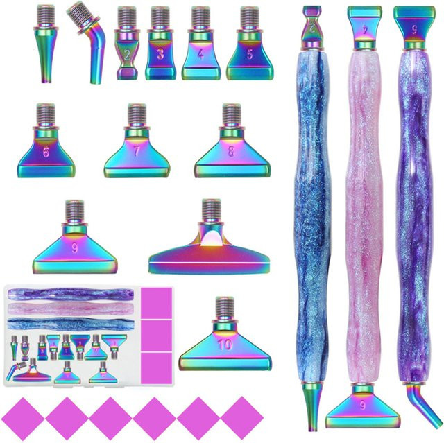 LEIYULY Ersatz-Stiftköpfe für 5D Diamantmalerei aus Metall und Kunststoff mit Kleber-Ton in Lila und Multicolour für DIY Kunsthandwerk - Bild 1