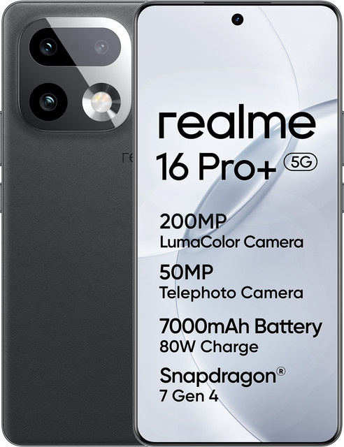 realme 16 Pro Plus 5G Smartphone Gold mit 6,8 Zoll gebogenem AMOLED-Display 144Hz, 7000mAh Akku, 200MP OIS-Kamera, 80W Schnellladen, NFC und Next AI - Bild 1