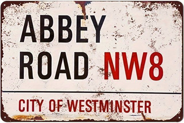 Potdemiel Vintage Abbey Road NW8 Metallschild aus Weißblech, Wandkunst für Bar und Café, Breite: 30,5 cm, Höhe: 40,6 cm - Bild 1