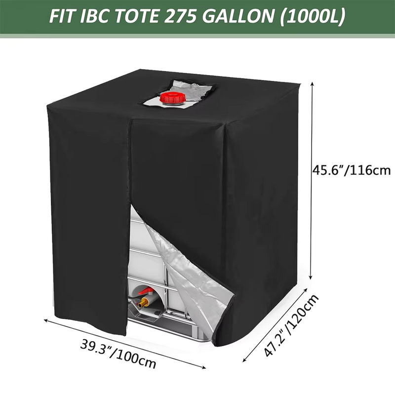MY·BAKERMAN IBC-Taschen Abdeckung für 1000L Wassertank aus grünem Polyester mit Reißverschluss - Bild 2