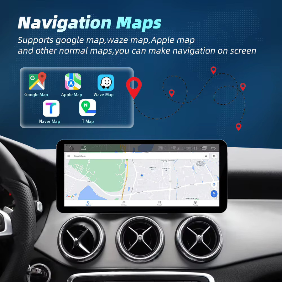 NUNOO Kabelloser CarPlay und Android Auto Multimedia-Bildschirm für Mercedes Benz C-Klasse W205 in Schwarz mit Wi-Fi und Bluetooth - Bild 5