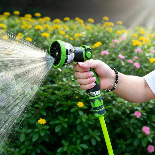 Hochdruck-Gartenschlauchdüse aus Zinklegierung in Grün mit 10 Sprühmodi für die Gartenbewässerung und Autowäsche - Bild 1