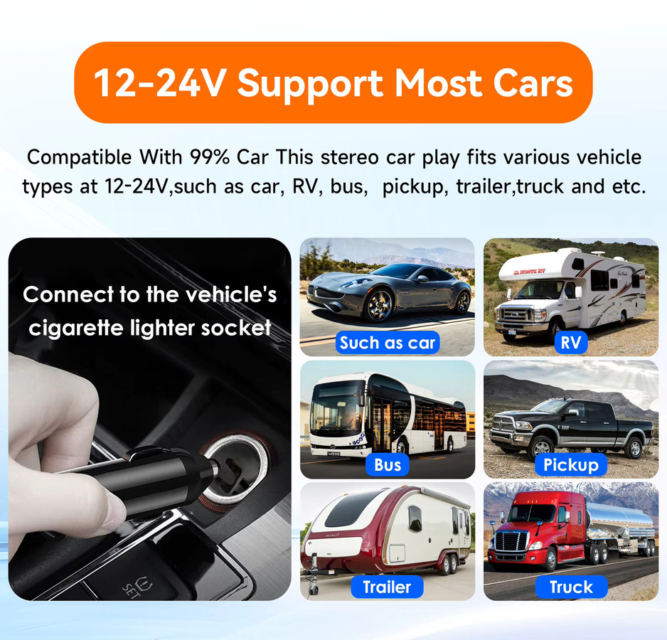 Hizpo Tragbarer Autoradio Universal Android 14 Multimedia-Player mit 11,4 Zoll HD Display, GPS, Bluetooth, kabelloses Apple CarPlay und Android Auto, Schwarz - Bild 3