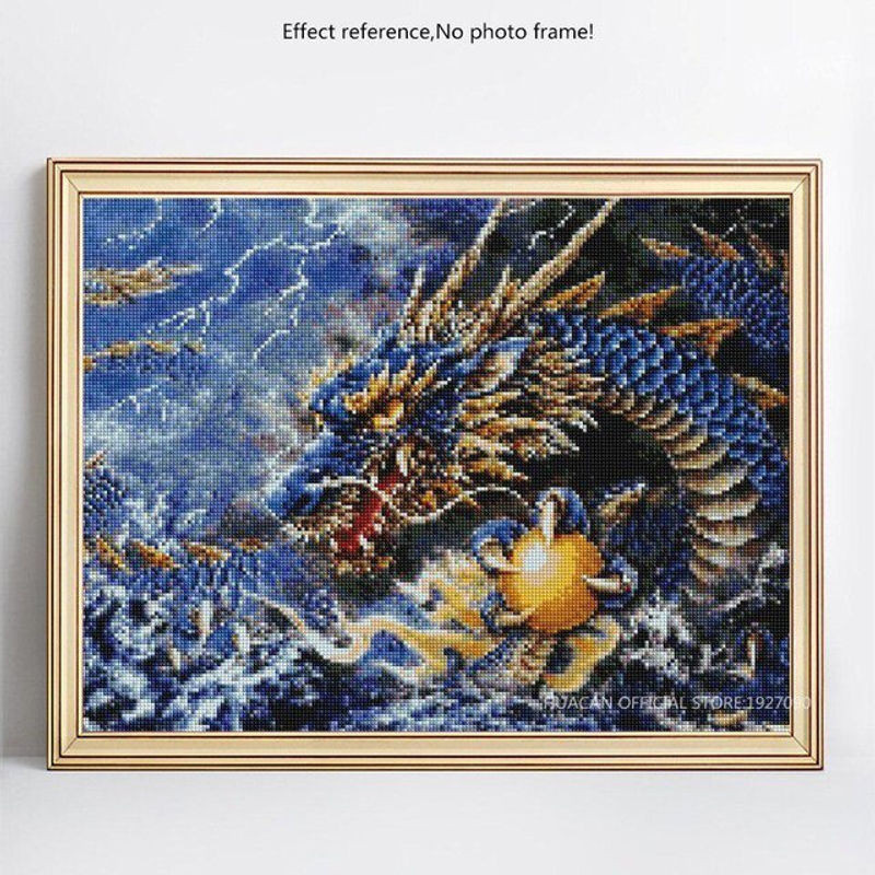 FIYO Diamantmalerei Drache als Mosaik-Set für Handarbeit und Kreuzstich, mehrfarbig, B/H: 30 x 20 cm - Bild 1
