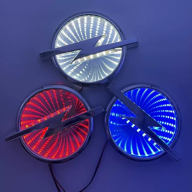 Beleuchtetes 3D-LED-Auto-Emblem für Opel in Weiß und Multicolour, B: 13,3 cm, H: 10,1 cm - Bild 1