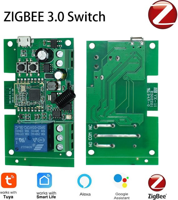 Tuya Zigbee Smart Relais Modul für Home Automation mit RF433MHz Fernbedienung, 1CH Schalter für Motor und Licht, kompatibel mit Alexa, Farbe: Grün - Bild 1