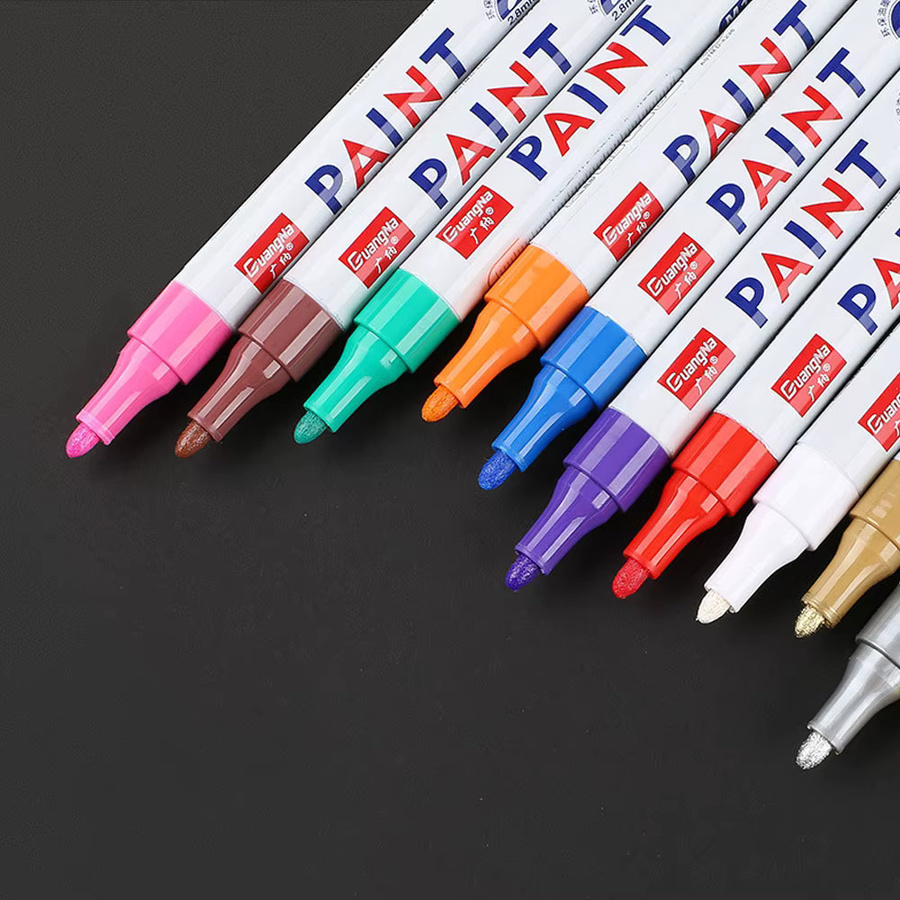 Permanenter Autolack Stift für Reifen, Gummi und Metall, wasserfest und fettbeständig, Farbe: Weiß oder Mehrfarbig - Bild 4