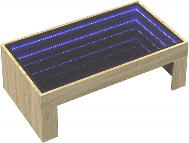 vidaXL Couchtisch mit Infinity-LED in Sonoma-Eiche, Farbe: Braun, B/T/H: 90 x 50 x 30 cm - Bild 1