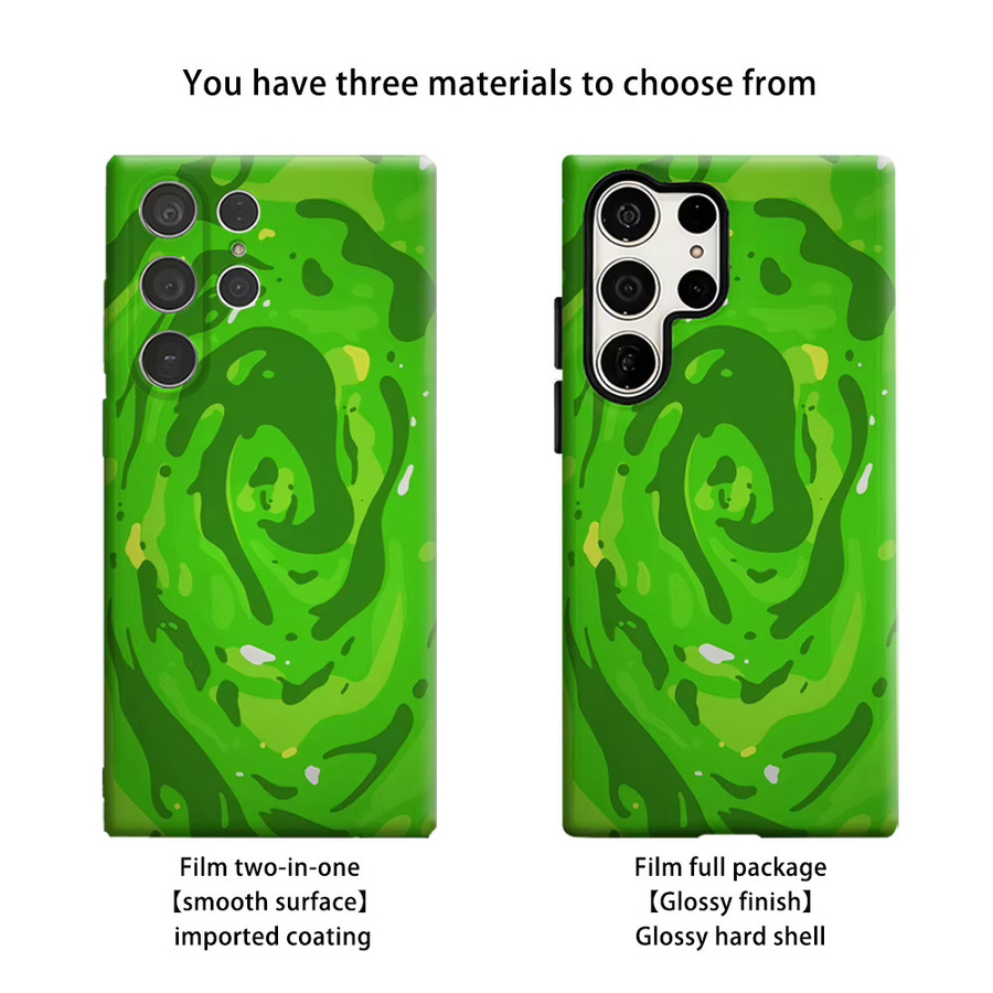 Glänzende Doppelschicht-Handyhülle mit grüner Wirbel-Textur für Samsung Galaxy S25 Ultra, S24 und S23 Ultra Plus - Bild 2