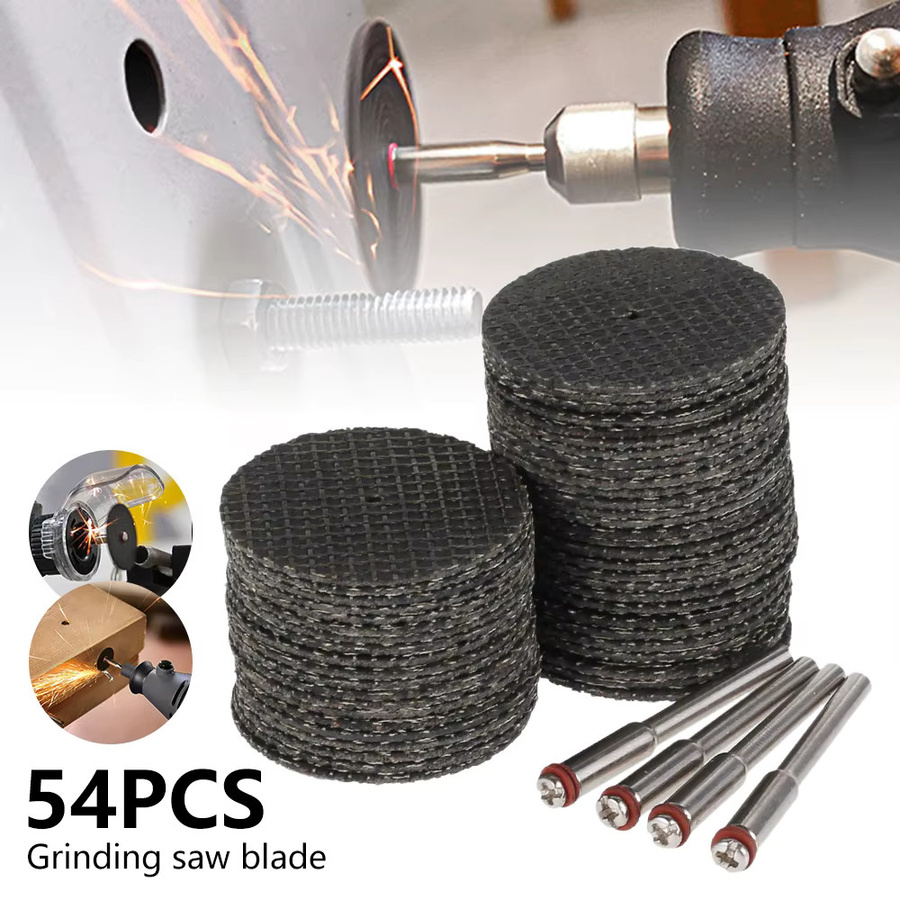 54er Set Schleif- und Trennscheiben mit Dornen 32 mm für Dremel und Drehwerkzeuge zum Schleifen, Polieren und Schneiden von Metall in Schwarz - Bild 2