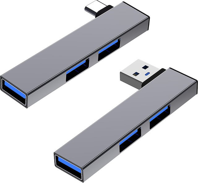 3-in-1 USB-C Erweiterungs-Dock-Hub mit 3 USB 3.0 Ports, 5,0 Gbit/s Übertragungsgeschwindigkeit, Silber - Bild 1