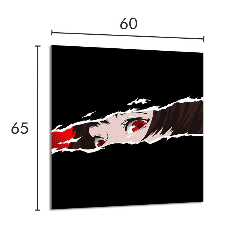 Modernes Küchen-Glaspanel mit Anime-Design in Schwarz, B: 60 cm, H: 65 cm - Bild 2