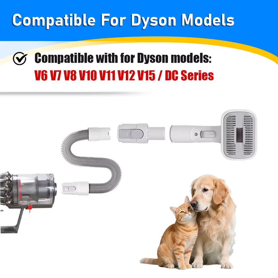 Dyson Tierpflege-Werkzeug mit verlängertem Schlauch für mittelgroße und große Haustiere, Farbe: Weiß, kompatibel mit V6 V7 V8 V10 V11 V12 V15 Staubsauger - Bild 2