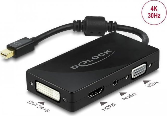 Delock Videoschnittstellen-Converter Mini DisplayPort auf HDMI, DVI, VGA und 3,5mm Klinke, Schwarz, 15 cm - Bild 2
