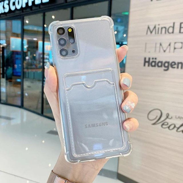 Transparente Silikonhülle mit Kartensteckplatz für Samsung Galaxy S24 FE, S23 Ultra, S22, S21, S20 sowie A12, A13, A22, A32, A33, A52, A53, A55 - Bild 1