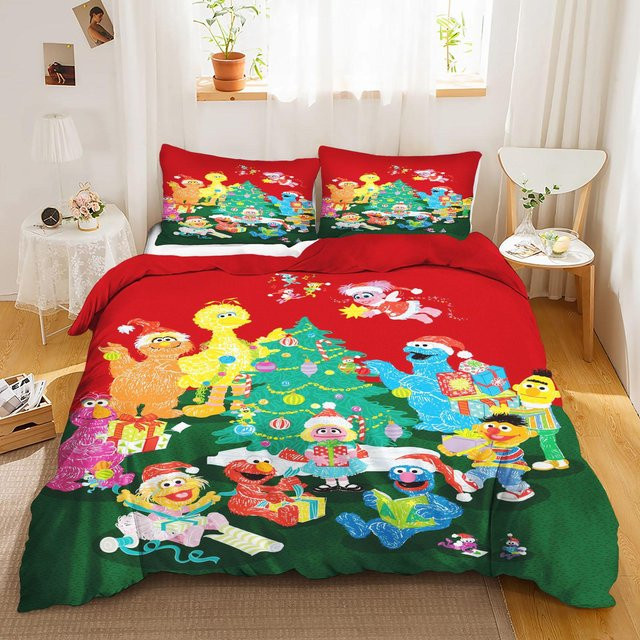 Gu Tao 3-teiliges Kinder-Bettwäsche-Set Sesamstraße mit 3D-Motiv, King Size, Mehrfarbig, B/H: 220 x 240 cm - Bild 1