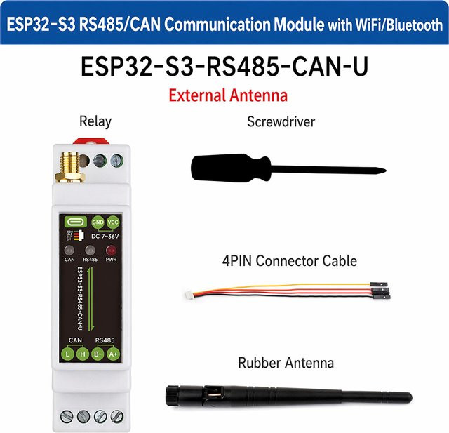Aideepen ESP32-S3 1-Kanal WLAN Bluetooth Relais Industriesteuerplatine mit isoliertem RS485 CAN Communicator und USB-C Anschluss - Bild 1
