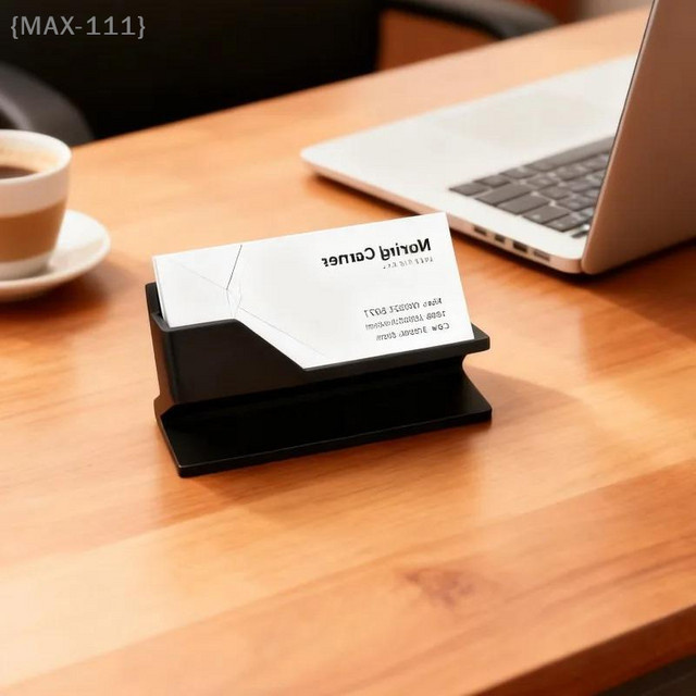 Minimalistischer Visitenkartenhalter F2-MAX111 aus Kunststoff in Schwarz als Desktop-Organizer zur Aufbewahrung und Präsentation von Karten - Bild 1