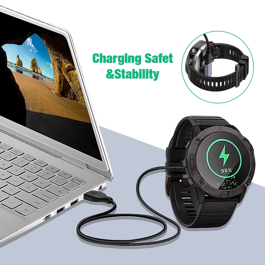 USB-C auf 4-Pin Ladeadapter für Garmin Smartwatches in Schwarz - Bild 5
