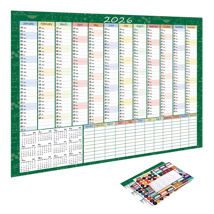 Wandkalender 2026 mit Tages-, Wochen- und Jahresplaner inklusive Zielliste für dein Heimbüro - Bild 2