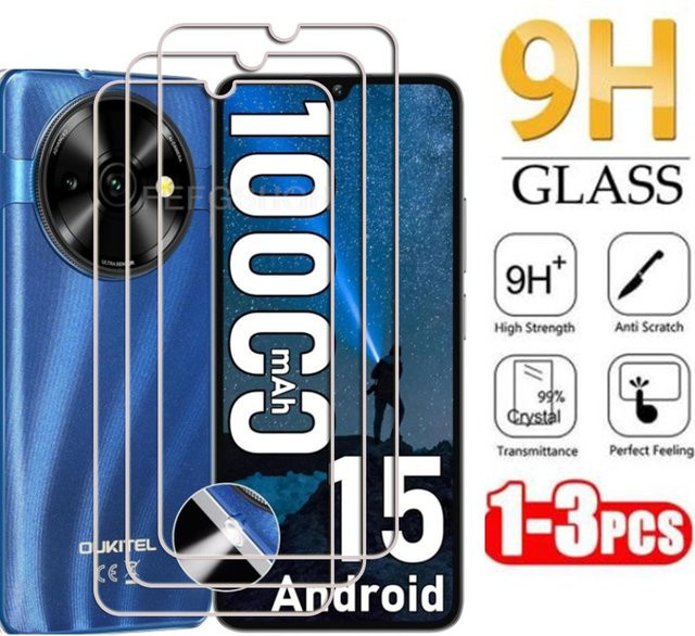 Oukitel Displayschutzfolie aus gehärtetem Glas, transparent, passend für C1 Plus, C3, C59 Pro, C60, C61, C62, C65, C37, C38, C50, C51, C53, C57 und C58 - Bild 1