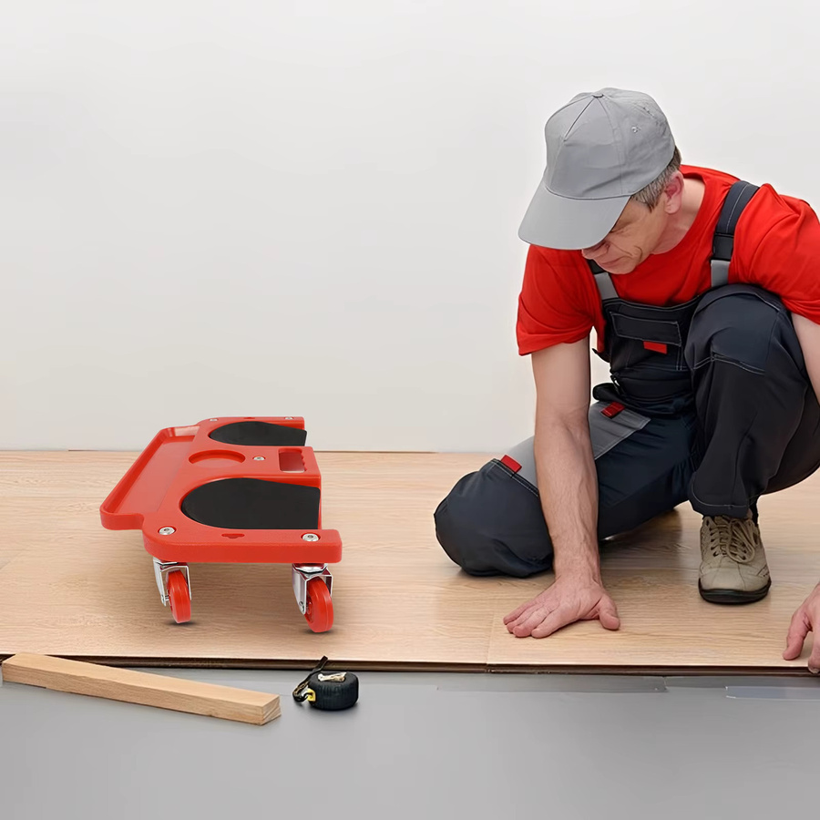 Rollbare Knieschoner mit Schaumstoffpolsterung und Rädern in Rot, B/T/H: 51,0 x 35,5 x 14,0 cm - Bild 5