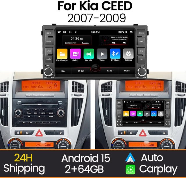 MEKEDE Kabelloses CarPlay Android All-in-One Autoradio für KIA CEED 2007-2009 mit GPS und Bluetooth in Schwarz - Bild 1