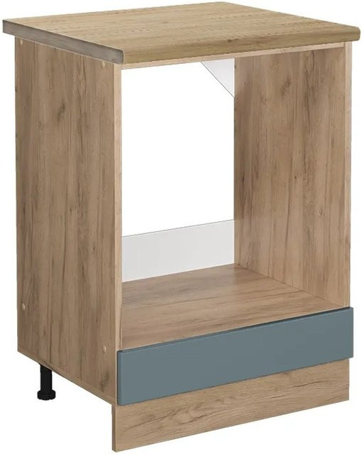 Vicco Herdbauschrank R-Line in Blau-Grau und Eiche, moderner Küchenschrank mit mattem Holzdekor, Breite: 60 cm, Höhe: 81,6 cm, Tiefe: 60 cm - Bild 1