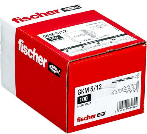 Fischer GKM 12 Gipskartondübel aus Metall mit Schrauben, Silber, 100 Stück - Bild 2