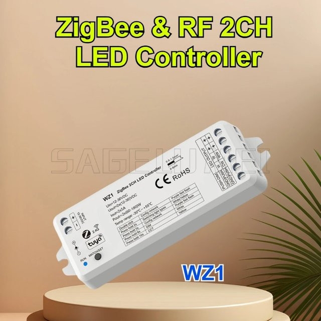 Sage LU MEI ZigBee 3.0 & RF 2CH LED Controller WZ1 in Weiß für CCT-LED-Streifen mit Tuya App Cloud und Fernbedienung - Bild 1