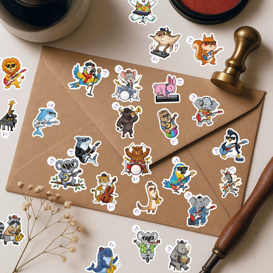50 bis 100 kreative Graffiti Aufkleber mit Tier- und Musikmotiven in Multicolour für DIY Notebook und Schreibwaren - Bild 4